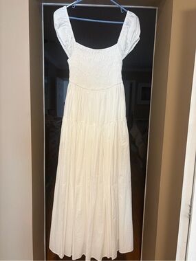 MARBLE White Maxi Dress with Smocked Bodice